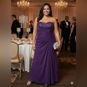 Chic Strapless Purple Evening Dress